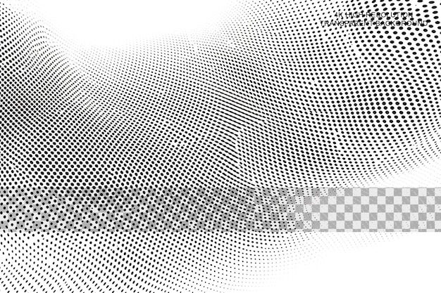 PSD abstract wave halftone black and whitemonochrome texture on transparent background