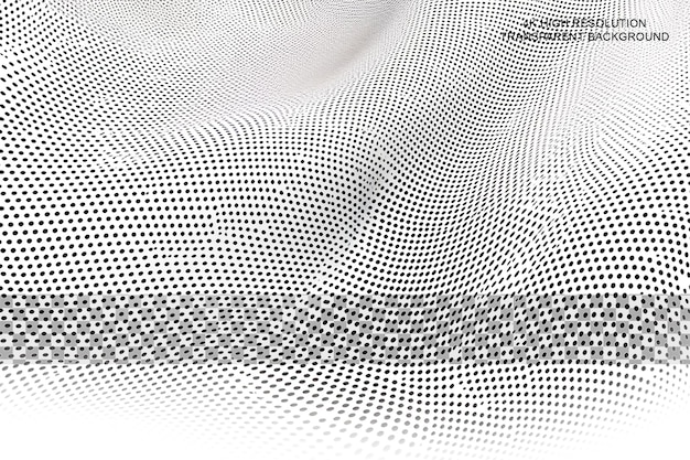 PSD abstract wave halftone black and whitemonochrome texture on transparent background