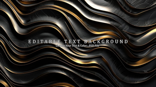 PSD abstract wavy design with metallic gold and black