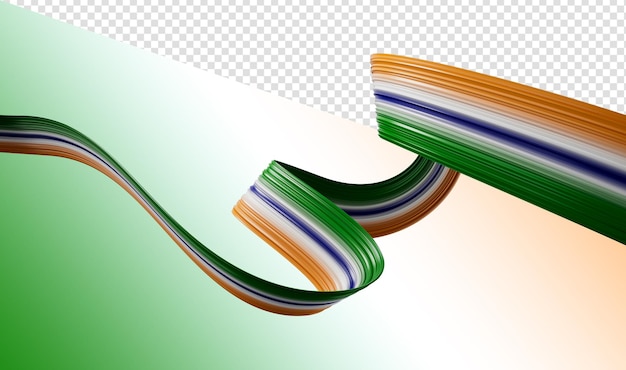 Abstract wavy ribbon with Indian national flag colors Modern minimal 3d illustration