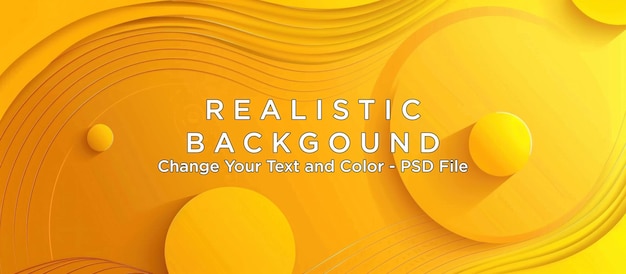 PSD abstract yellow background with wavy lines and circles