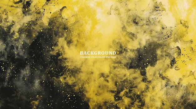 PSD abstract yellow and black background with smoke pattern