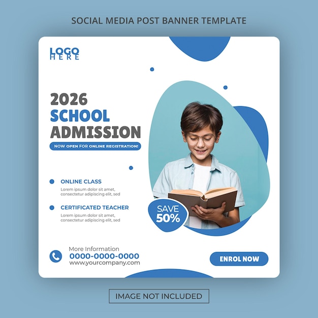 Academy banner template for back to school Premium Psd