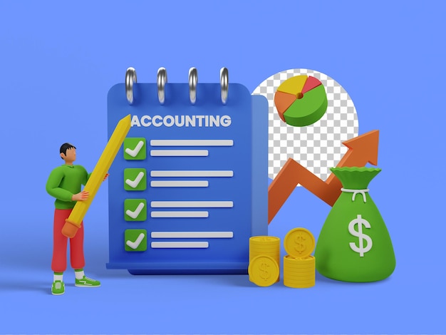 Accounting rules clipboard concept. 3d illustration