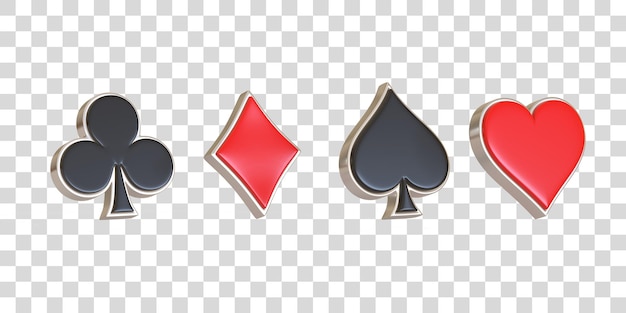 PSD aces playing cards symbol clubs diamonds spades and hearts on the white background 3d render