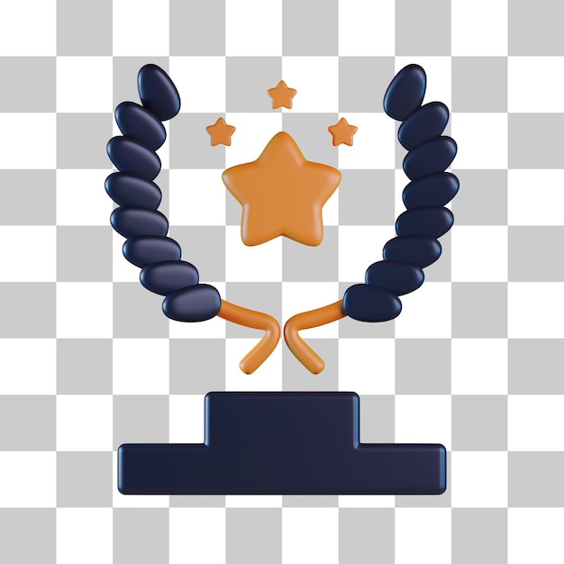 PSD achievement trophy 3d icon