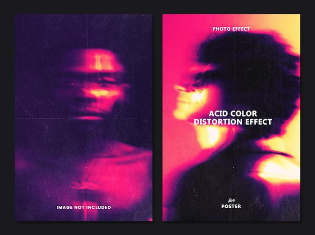 Acid color distortion photo effect for poster