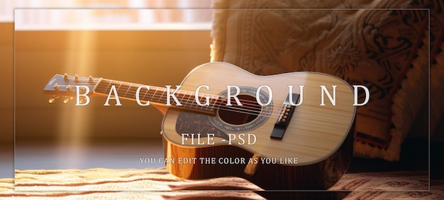 PSD acoustic guitar in golden light