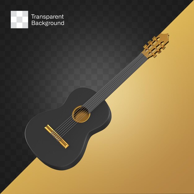 PSD acoustic guitar with gold and black background