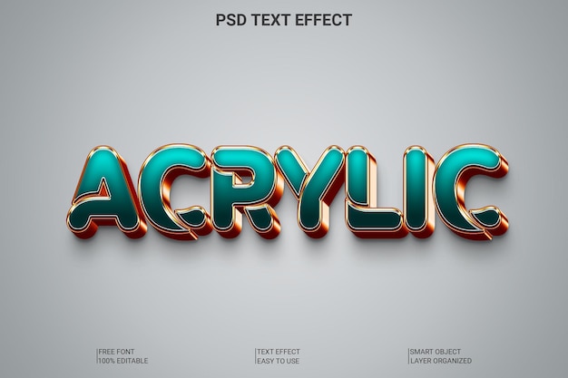 Acrylic 3d editable text style effect