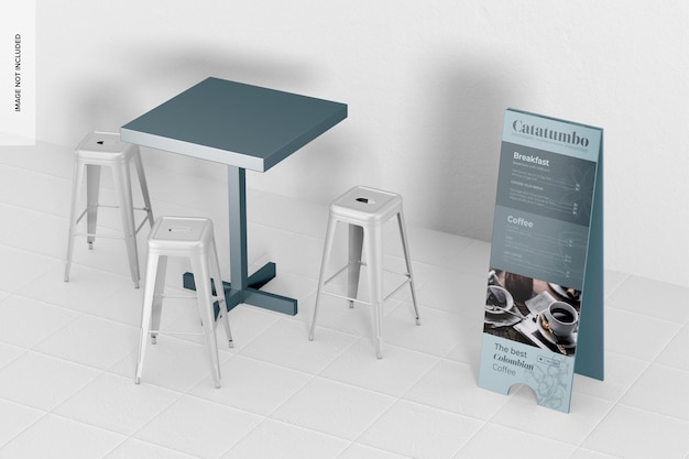 Acrylic Floor Menu Sign Mockup, Perspective