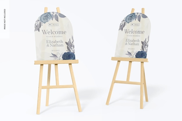 PSD acrylic welcome signs for wedding mockup