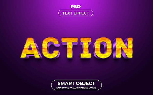 PSD action 3d editable text effect style