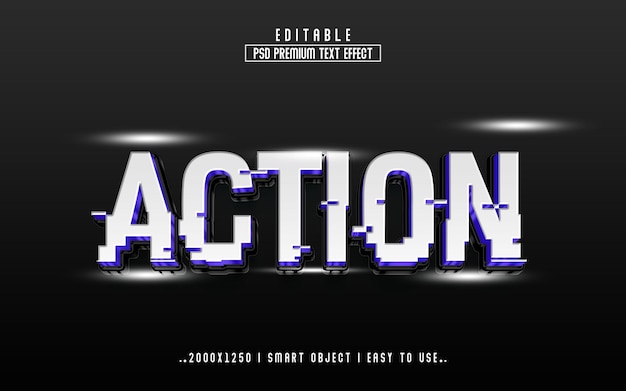 Action 3d realistic Editable text effect style template