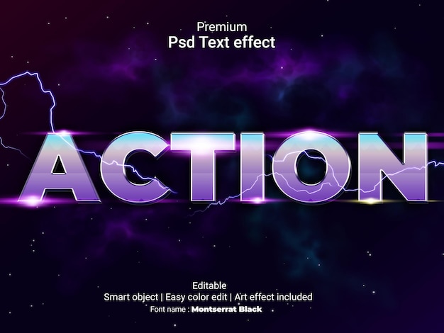 Action 3d text effect  editable neon style generator