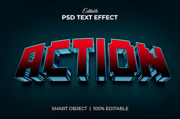 Action logo mockup 3d editable text effect mockup premium PSD