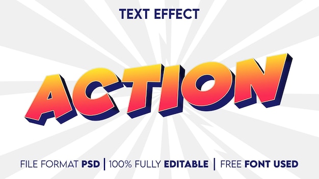 PSD action text effect with white background