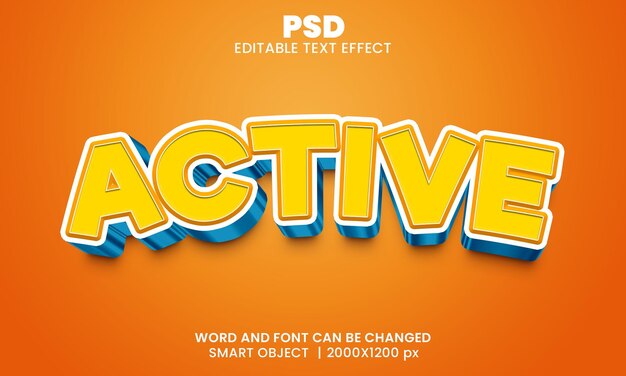 Active 3d editable text effect Premium Psd with background