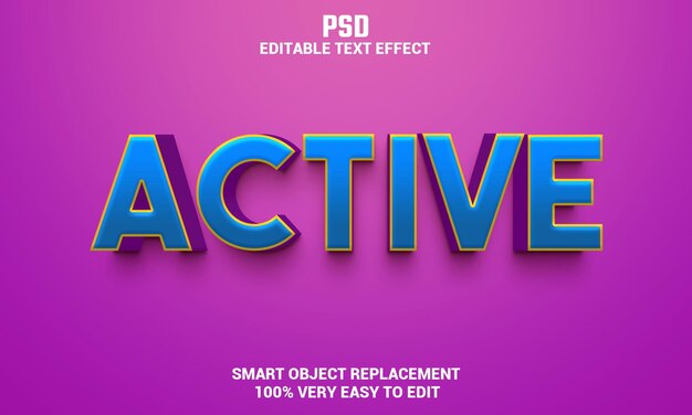 PSD active 3d editable text effect with background premium psd