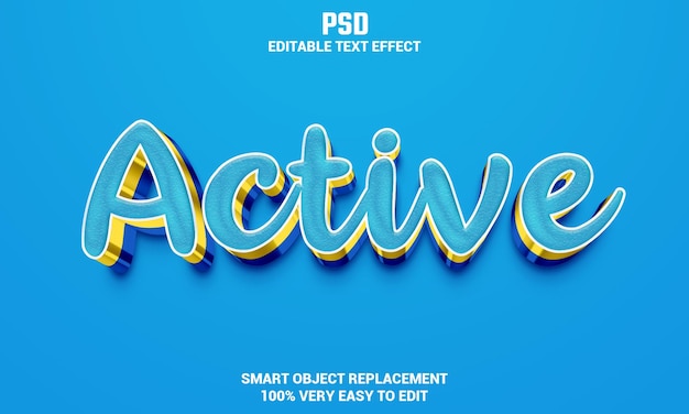 Active 3d editable text effect with background Premium Psd