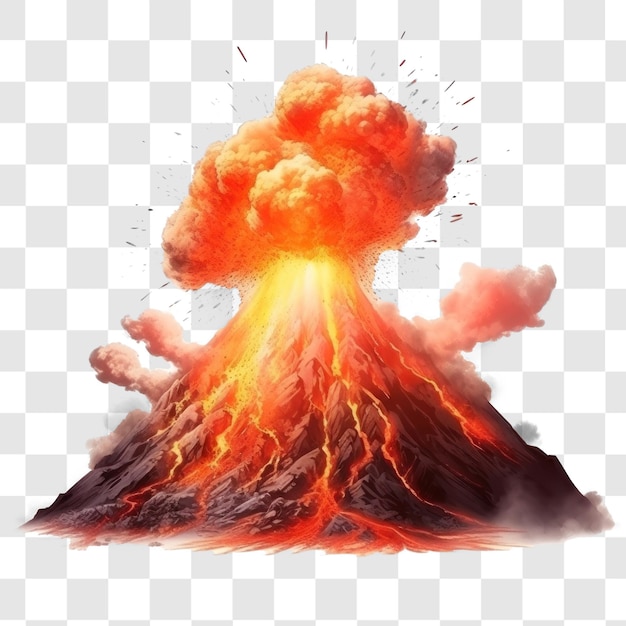 PSD active explosion volcano transparency background psd