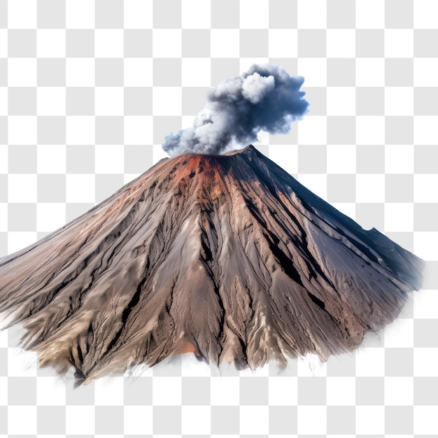 Active volcano with smoke transparency background PSD