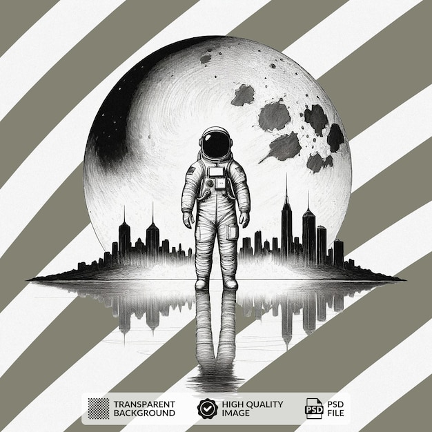 PSD an ad for a spaceman with a moon and the moon