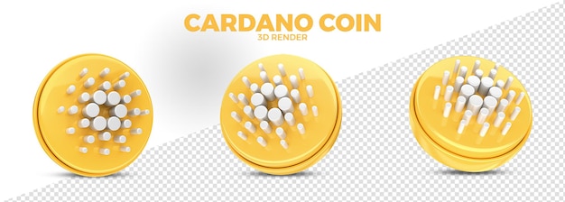 ADA Cardano Cryptocurrency Coin Realistic 3D Render isolated for composition