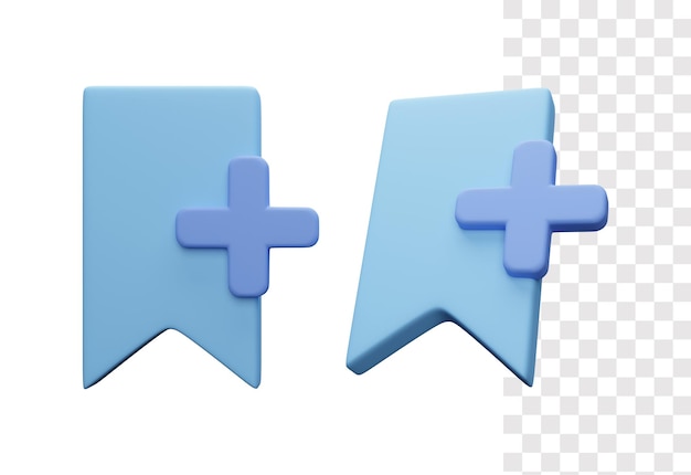 Add bookmark 3d icon with blue color