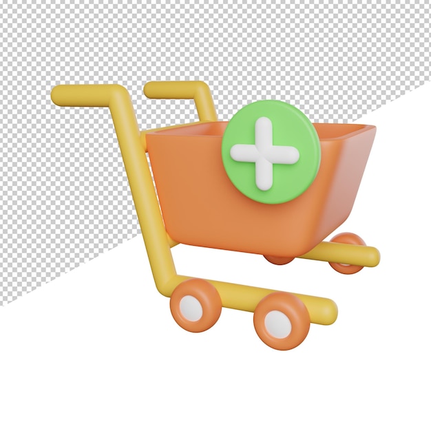 Add To Shopping Cart side view 3d rendering icon illustration on transparent background