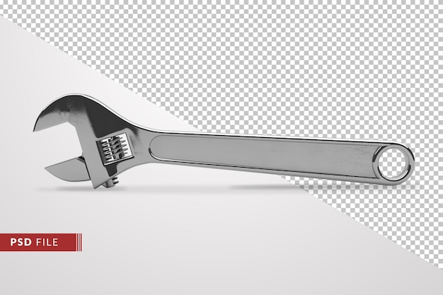 Adjustable wrench isolated mechanic hand tool 3d render