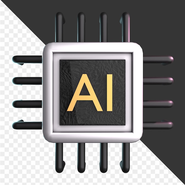 Adobe computer chip with the yellow word ai on the black background