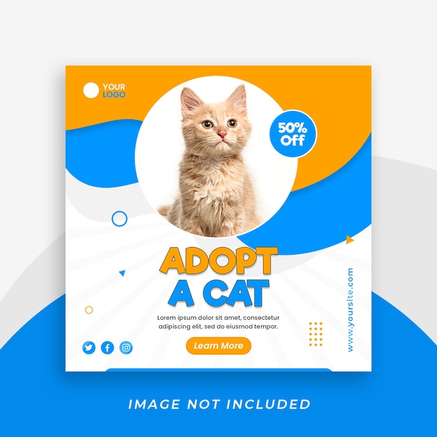 adopt a pet or pet shop social media post template