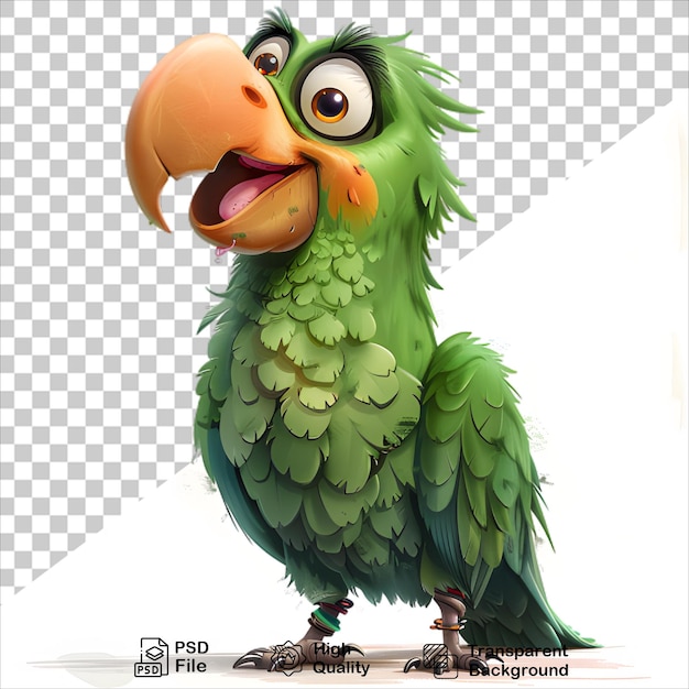 Adorable 3D Cartoon Green Parrot Design