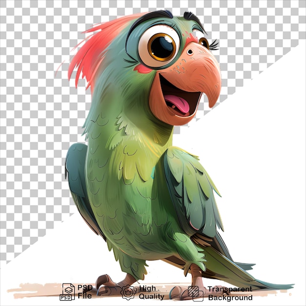 PSD adorable 3d cartoon green parrot design