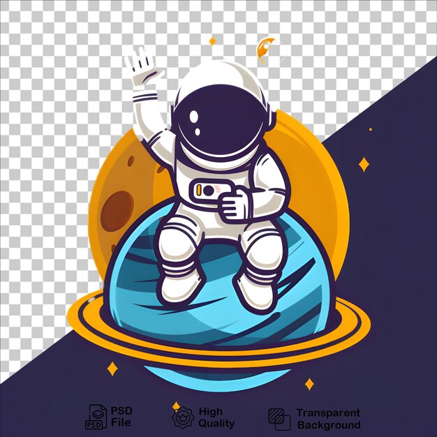 Adorable Astronaut on a Planet Icon