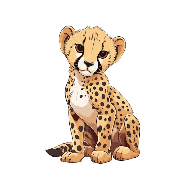 Adorable Baby Cheetah Cartoon Cartoon Illustration