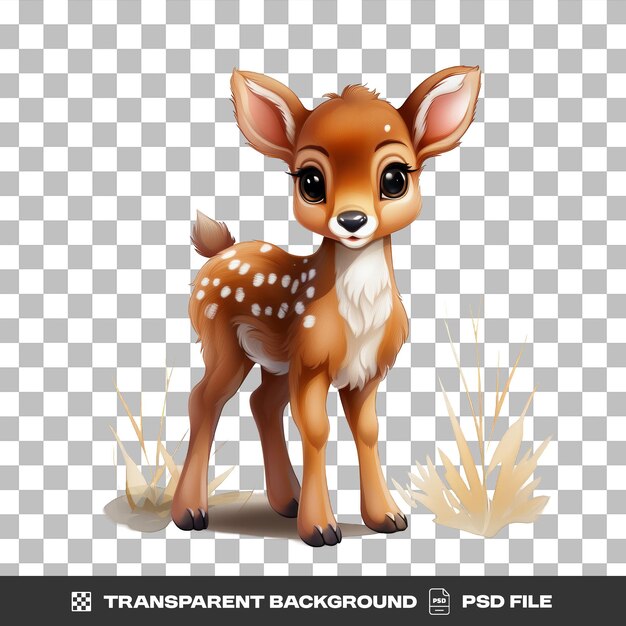 PSD adorable baby deer in png isolated on white background simple style