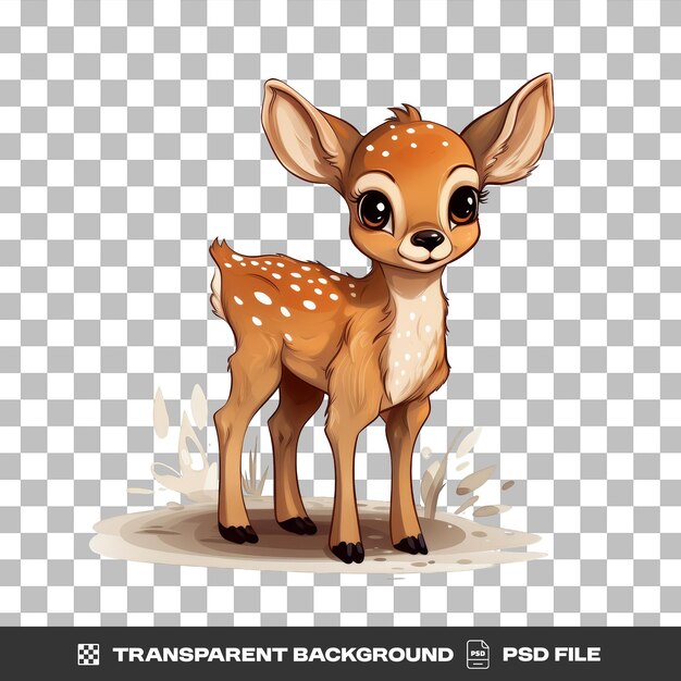 Adorable Baby Deer in PNG isolated on white background simple style