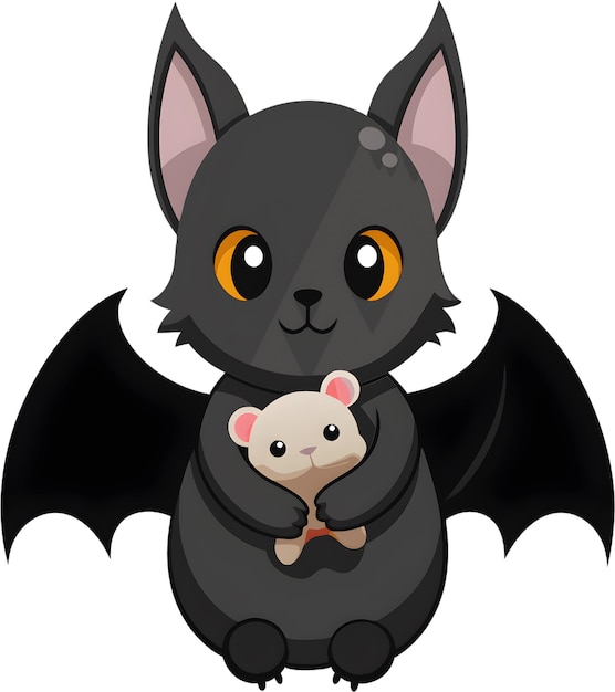 PSD adorable bat snuggles plush toy in clipart