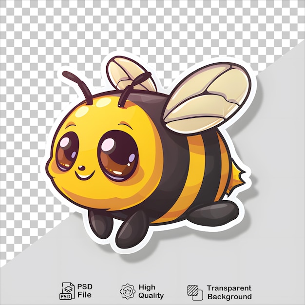 PSD adorable bee cartoon on clear background