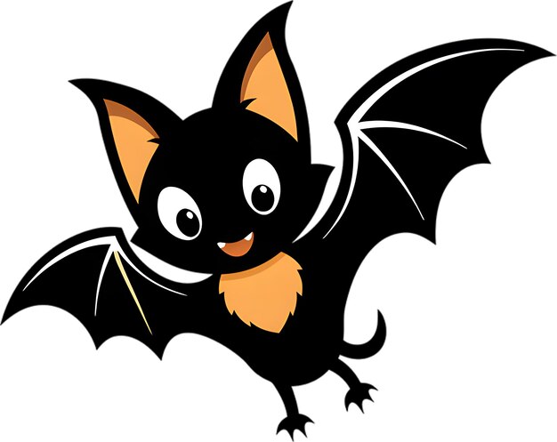 PSD adorable black bat clipart charms with playful simplicity