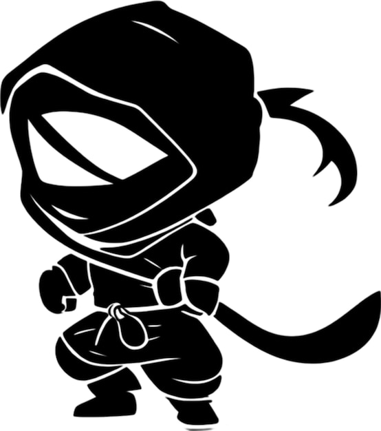 PSD adorable black ninja stencil adds whimsical charm to any project