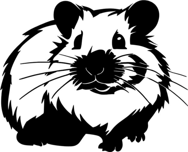 PSD adorable black stencil hamster cute pet companion