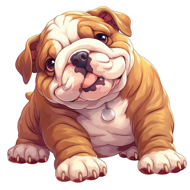 Adorable Bulldog Puppy Sitting with a Playful Expression