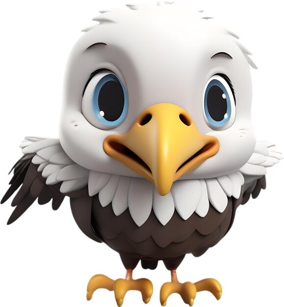 PSD adorable cartoon bald eagle icon