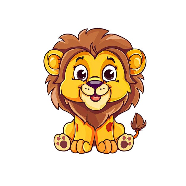 An Adorable Cartoon Featuring A Baby Lion Cartoon Illustration