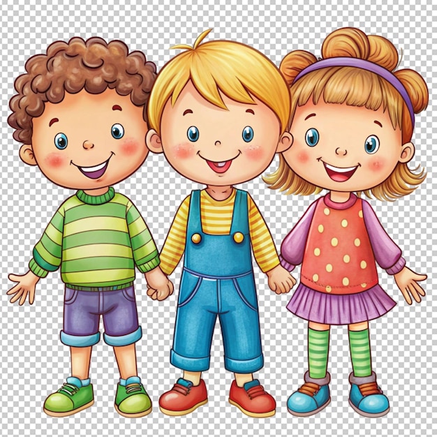 PSD adorable cartoon little children with colorful