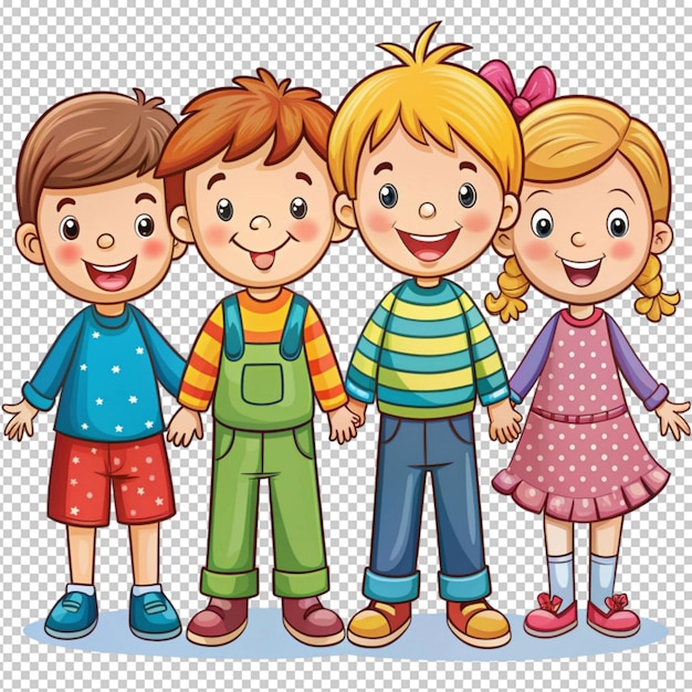 PSD adorable cartoon little children with colorful