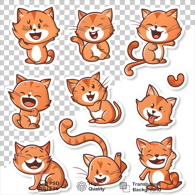 Adorable Cartoon Orange Cats on Clean White Background